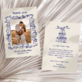 Hand Drawn Doodles Wedding サンキューカード