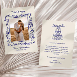 Hand Drawn Doodles Wedding サンキューカード