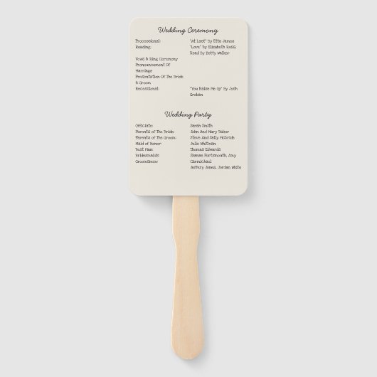 Hand Drawn Doodles Wedding Program ハンドファン (裏面)