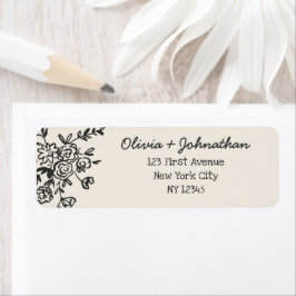 Hand Drawn Doodles Wedding Return Address ラベル