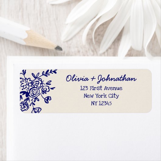 Hand Drawn Doodles Wedding Return Address ラベル (インサイチュ)