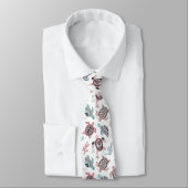 Hand drawn doodling sea turtle ethnic pattern ネクタイ (タイ)
