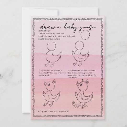 Hand-Drawn 'Draw a Baby Goose' Birthday Activity!  招待状 (正面)
