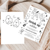 Hand Drawn Drink Up Witches Halloween Party 招待状