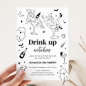 Hand Drawn Drink Up Witches Halloween Party 招待状