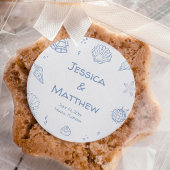 Hand Drawn Dusty Blue Coastal Wedding  ラウンドシール