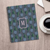 Hand-Drawn Dusty Blue Retro Daisy Monogram ノートブック