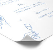 Hand Drawn Dusty Blue Wedding Bar Drink Menu ポスター (角)