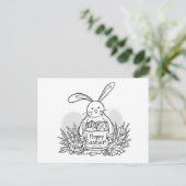 Hand Drawn Easter Bunny Coloring Style Spring ポストカード (スタンド正面)