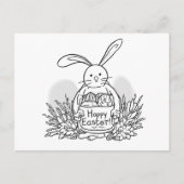Hand Drawn Easter Bunny Coloring Style Spring ポストカード (正面)
