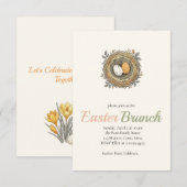 Hand-Drawn Easter Nest  招待状 (正面/裏面)