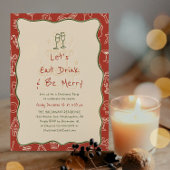Hand-Drawn Eat Drink and Be Merry Holiday Party 招待状