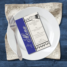 Hand Drawn Elegant Simple Blue & Cream Wedding  チラシ