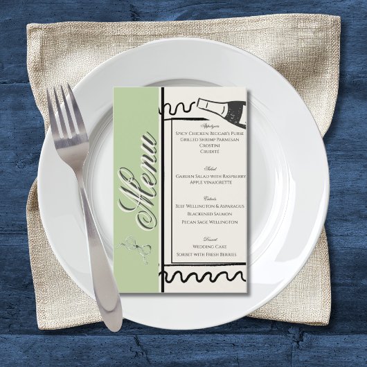 Hand Drawn Elegant Simple Green & Cream Wedding  チラシ