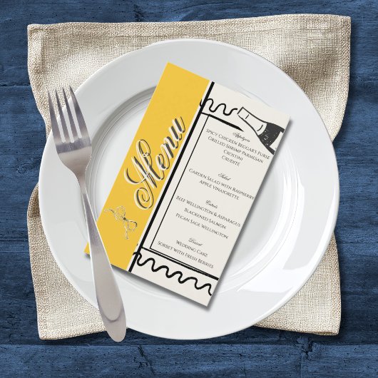 Hand Drawn Elegant Simple Yellow & Cream Wedding  チラシ