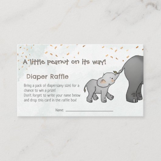 Hand Drawn Elephant Little Peanut Diaper Raffle エンクロージャーカード (正面)