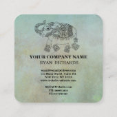  Hand Drawn Elephant Pattern  スクエア名刺 (裏面)