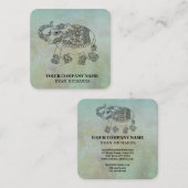  Hand Drawn Elephant Pattern  スクエア名刺 (正面/裏面)