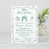 Hand Drawn Emerald 55th Wedding Anniversary Party 招待状 (スタンド正面)