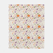 Hand-Drawn Engraving Style Fall Vegetable フリースブランケット (正面)