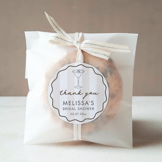 Hand-drawn Espresso Martini Bridal Shower Favor ラウンドシール