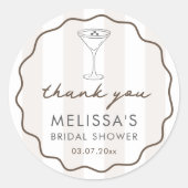 Hand-drawn Espresso Martini Bridal Shower Favor ラウンドシール (正面)
