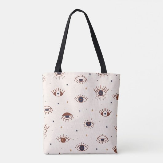 Hand Drawn Eyes Mystical Seamless Pattern. Evil Ey トートバッグ (裏面)