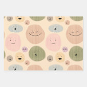 Hand-drawn Facial Expressions Seamless Pattern ラッピングペーパーシート (正面3)