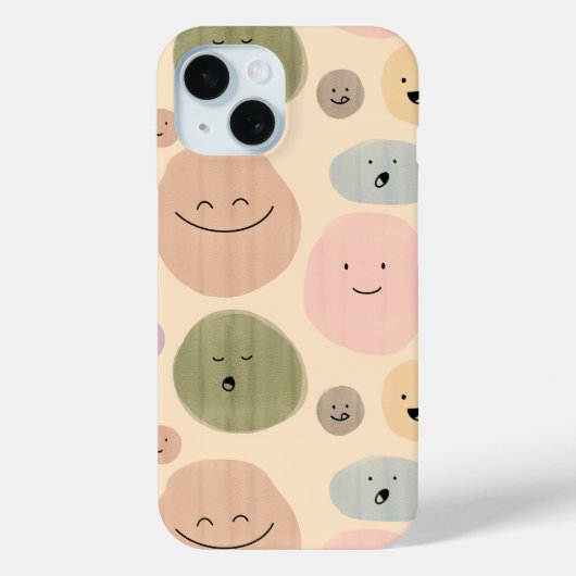 Hand-drawn Facial Expressions Seamless Pattern Case-Mate iPhoneケース (裏面)