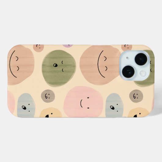 Hand-drawn Facial Expressions Seamless Pattern Case-Mate iPhoneケース (裏面 (横))
