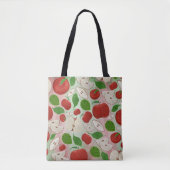 Hand Drawn Fall Apple Pattern Tote Bag トートバッグ (正面)