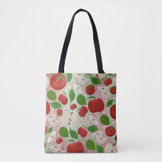 Hand Drawn Fall Apple Pattern Tote Bag トートバッグ (正面)