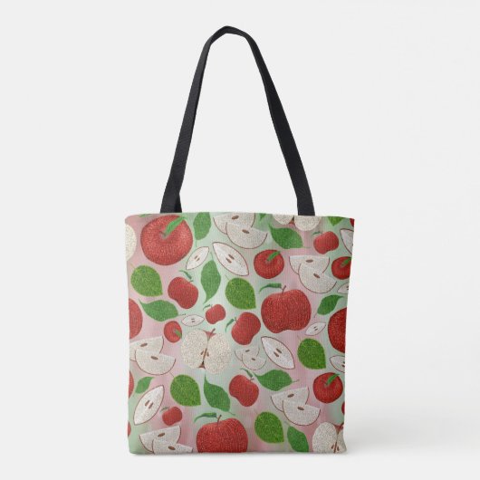 Hand Drawn Fall Apple Pattern Tote Bag トートバッグ (裏面)