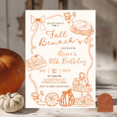 Hand Drawn Fall Brunch party invitation 招待状