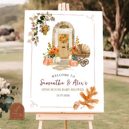 Hand Drawn Fall Open House Baby Shower Welcome ポスター