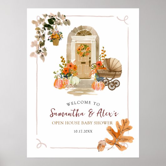Hand Drawn Fall Open House Baby Shower Welcome ポスター (正面)