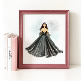 Hand-Drawn Fashion Sketch ,Luxury Art Print ポスター