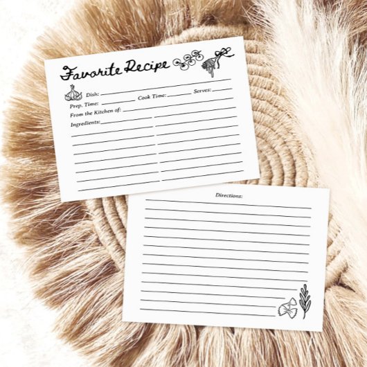 Hand Drawn Favorite Recipe Card