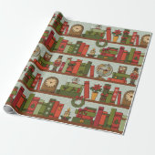 Hand Drawn Festive Bookshelf  Wrapping Paper Roll ラッピングペーパー (アンロールド)