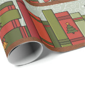 Hand Drawn Festive Bookshelf  Wrapping Paper Roll ラッピングペーパー (ロールコーナー)