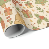 Hand Drawn Festive Christmas Wrapping Paper Roll   ラッピングペーパー (ロールコーナー)