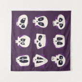 Hand drawn flat dia de muertos skulls collection s タペストリー (正面(横))