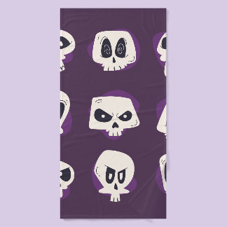 Hand drawn flat dia de muertos skulls collection s バスタオル