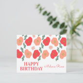 Hand-Drawn Floral Birthday Card for Spring ポストカード (スタンド正面)