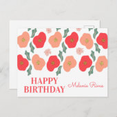 Hand-Drawn Floral Birthday Card for Spring ポストカード (正面/裏面)
