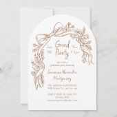 Hand Drawn Floral Bow Arch Photo Graduation Party 招待状 (裏面)