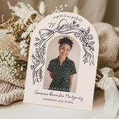 Hand Drawn Floral Bow Arch Photo Graduation Party 招待状