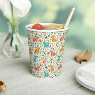 Hand Drawn Floral Capybara Paper Cups 紙コップ