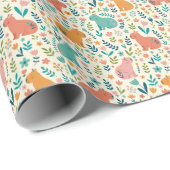 Hand Drawn Floral Capybara Wrapping Paper Roll ラッピングペーパー (ロールコーナー)