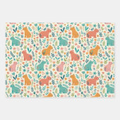Hand Drawn Floral Capybara Wrapping Paper Sheets ラッピングペーパーシート (正面)
